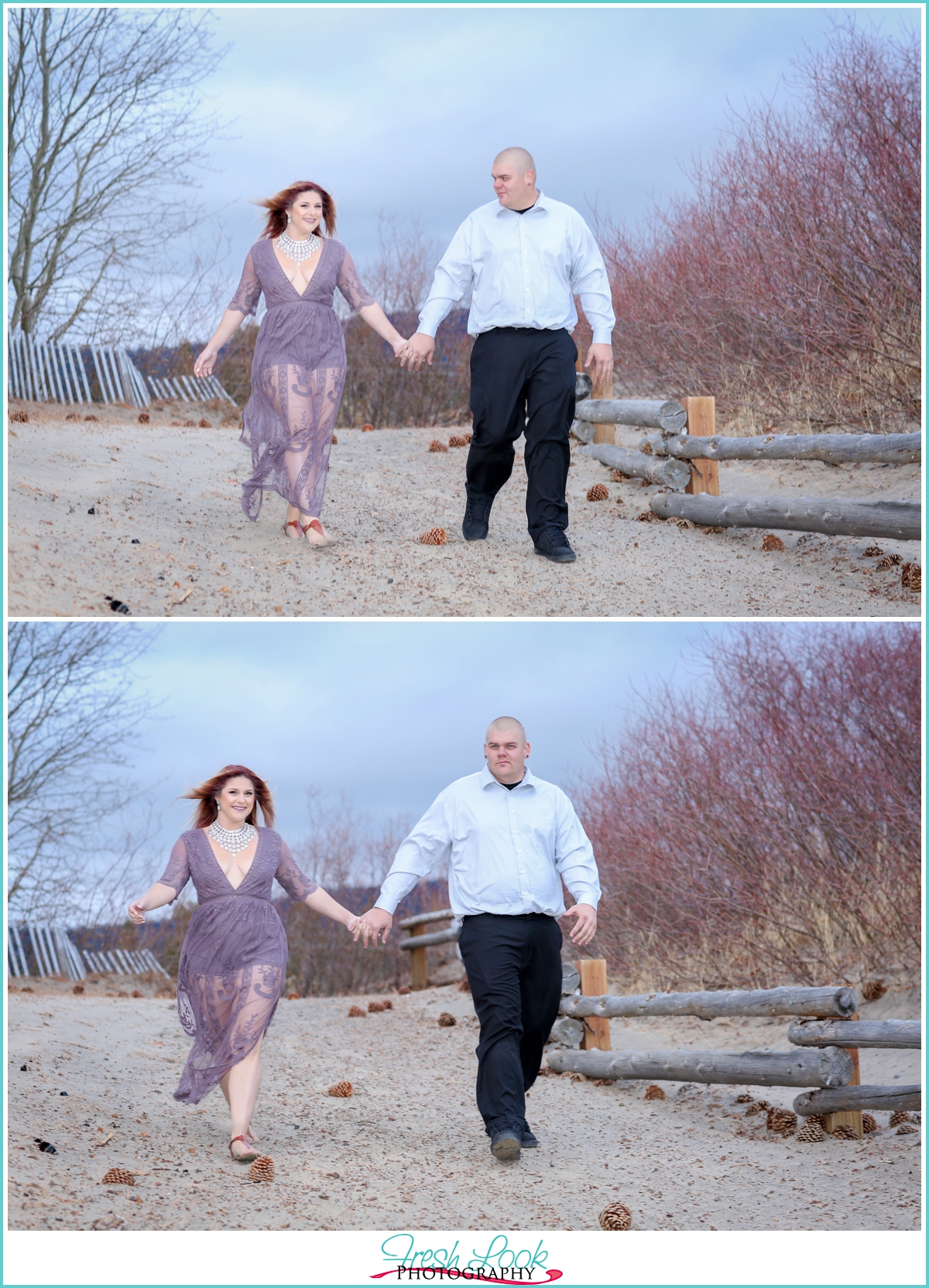 walking hand in hand on the beach