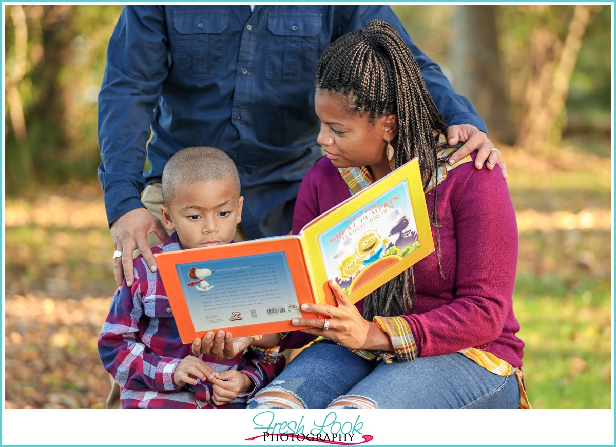 reading together in the park