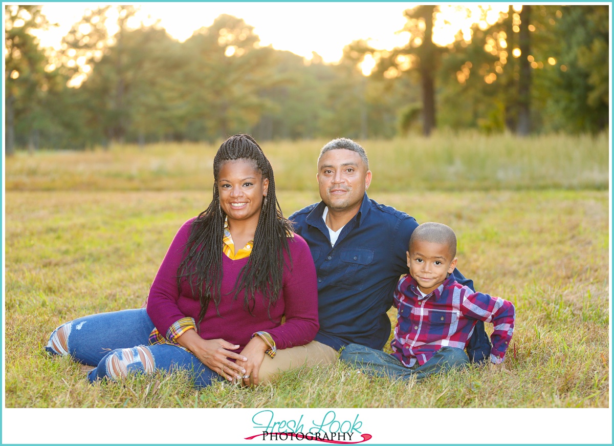 family photos at sunset