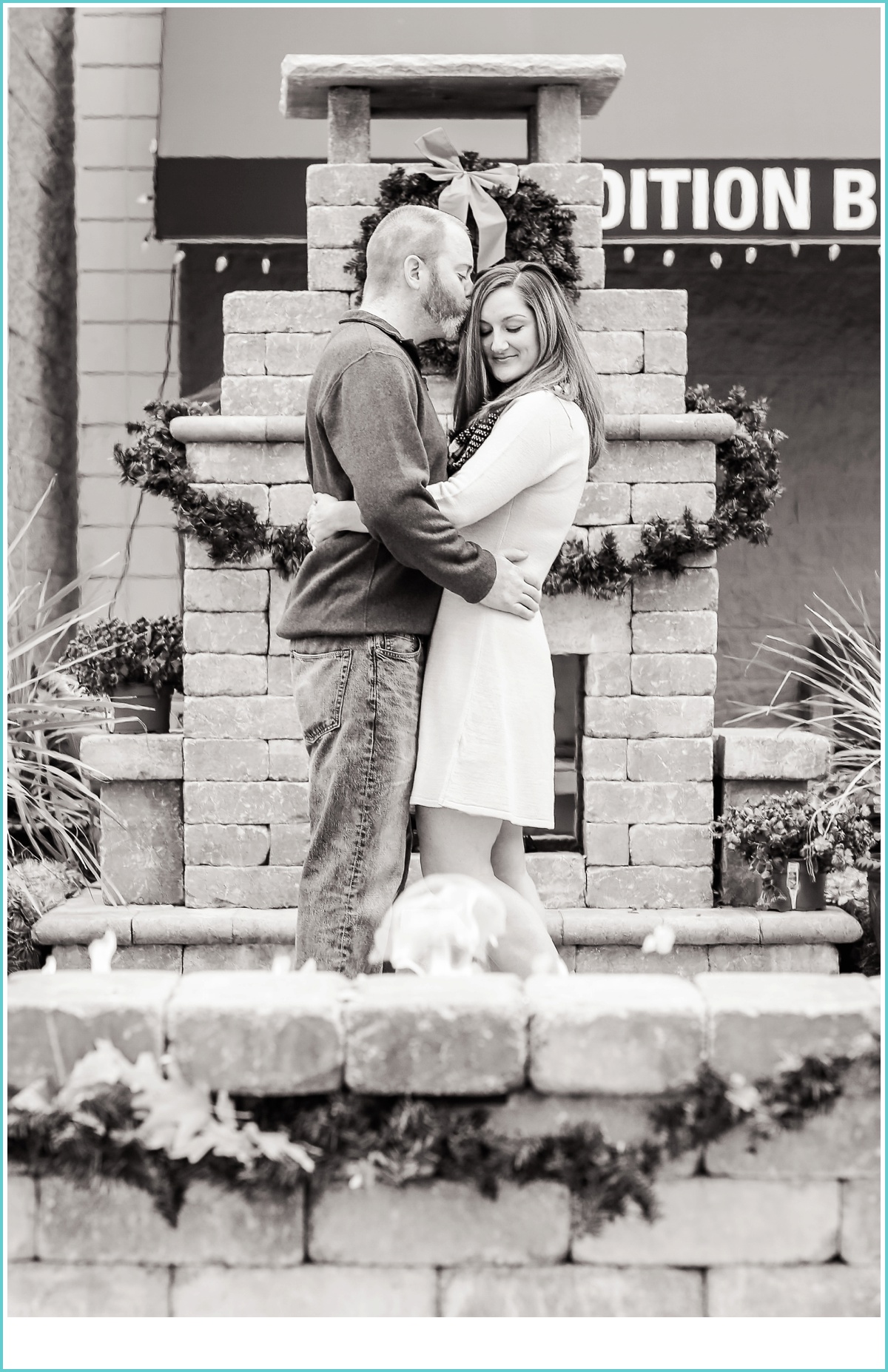 romantic black and white engagement photo