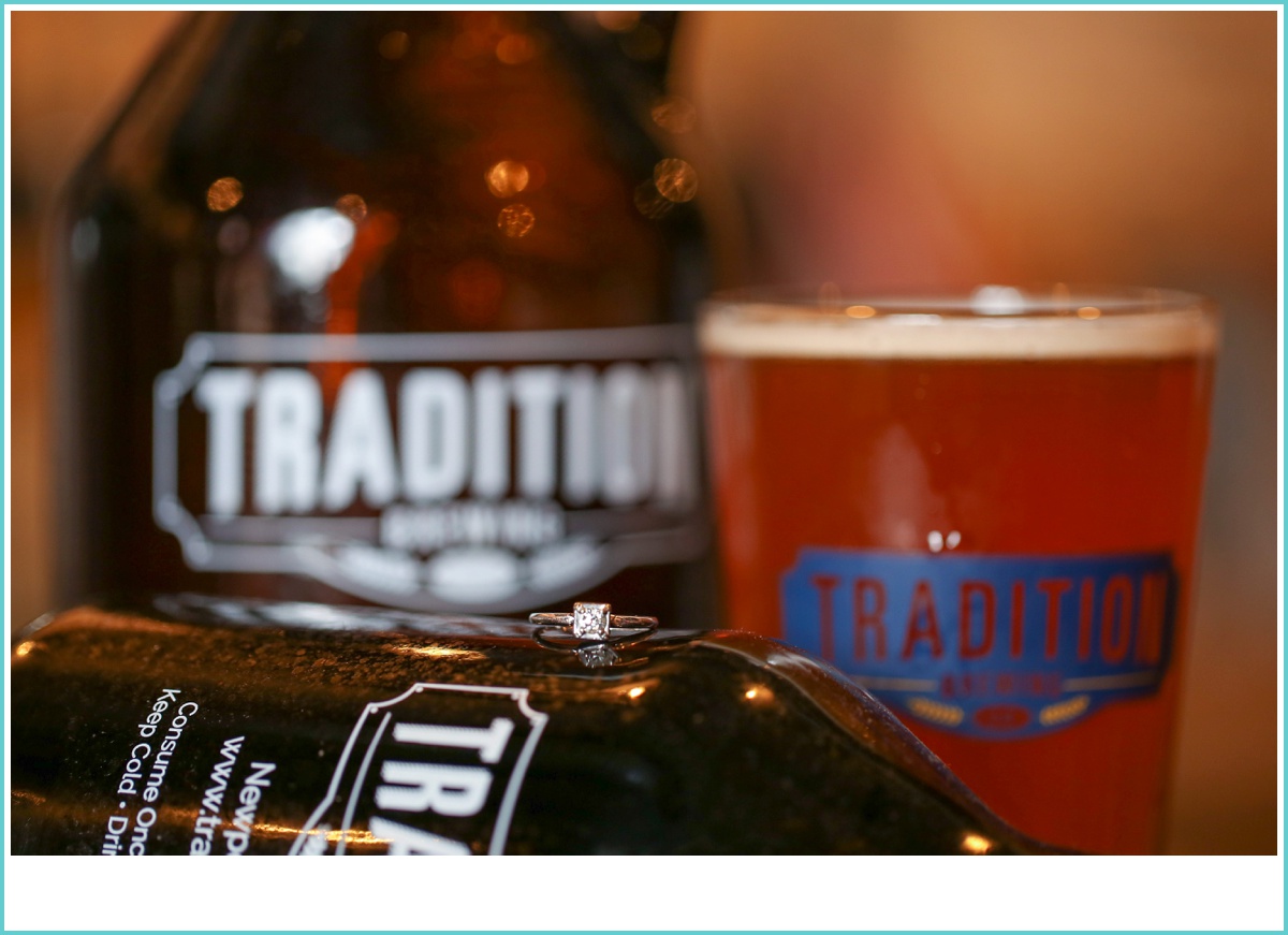 Traditions Brewing Growler and Engagement Ring