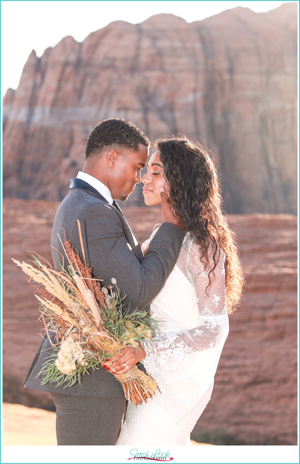 boho bride and groom