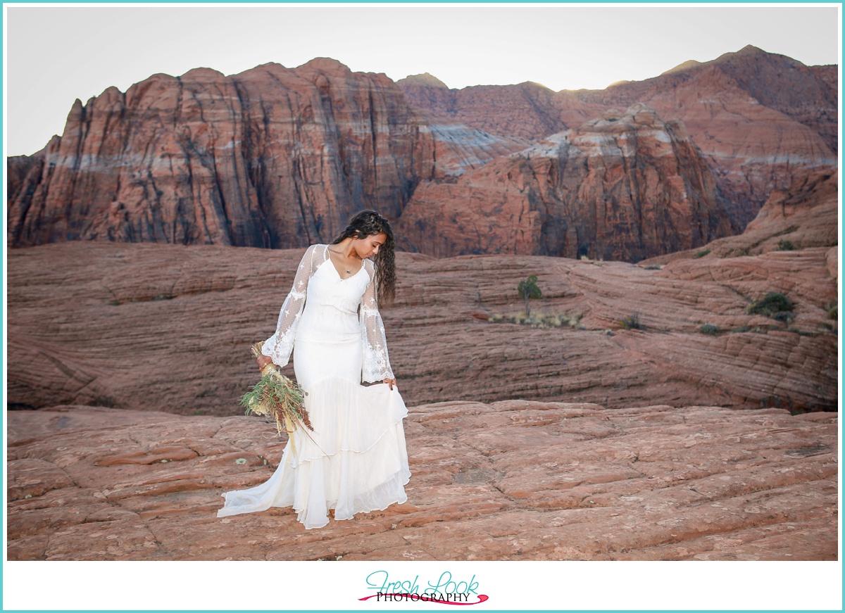 beautiful bride in lace dress