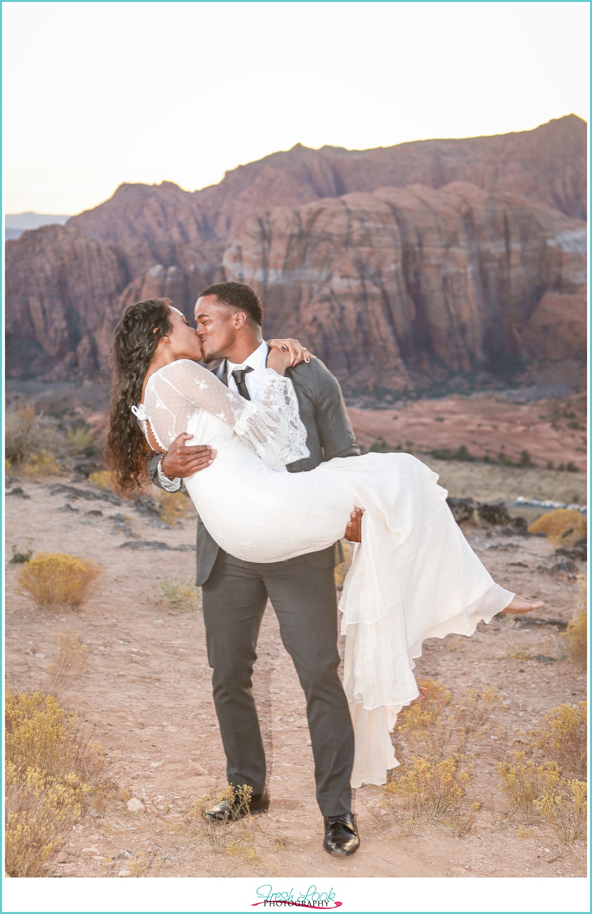 Utah wedding with bride and groom