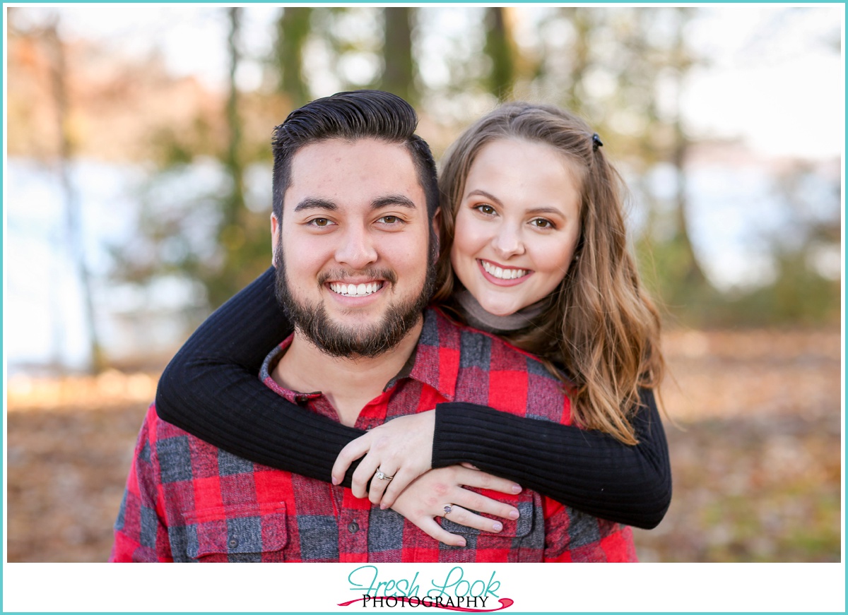 woodsy fall engagement session