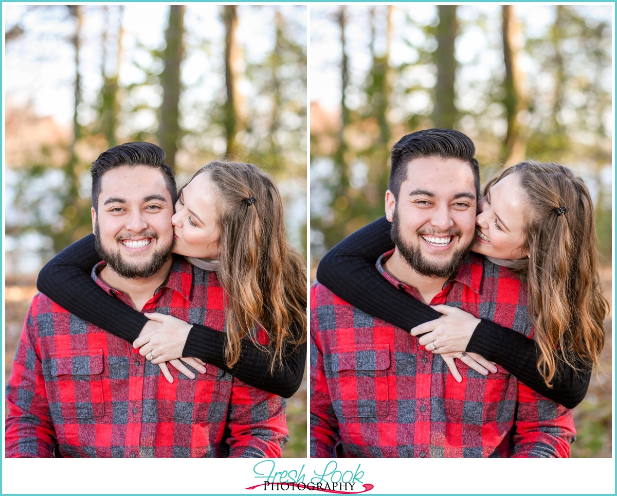 kisses and cuddles in the woods