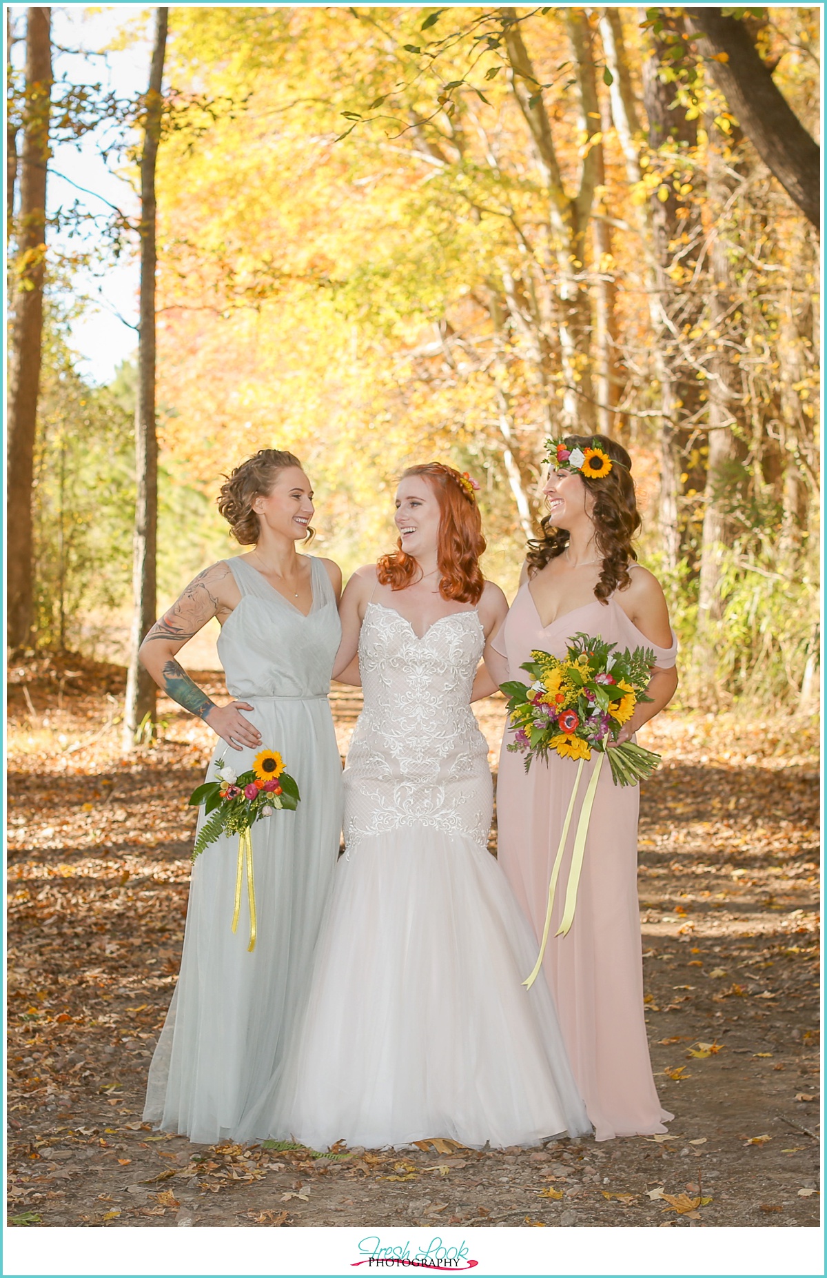 bridesmaids laughing together