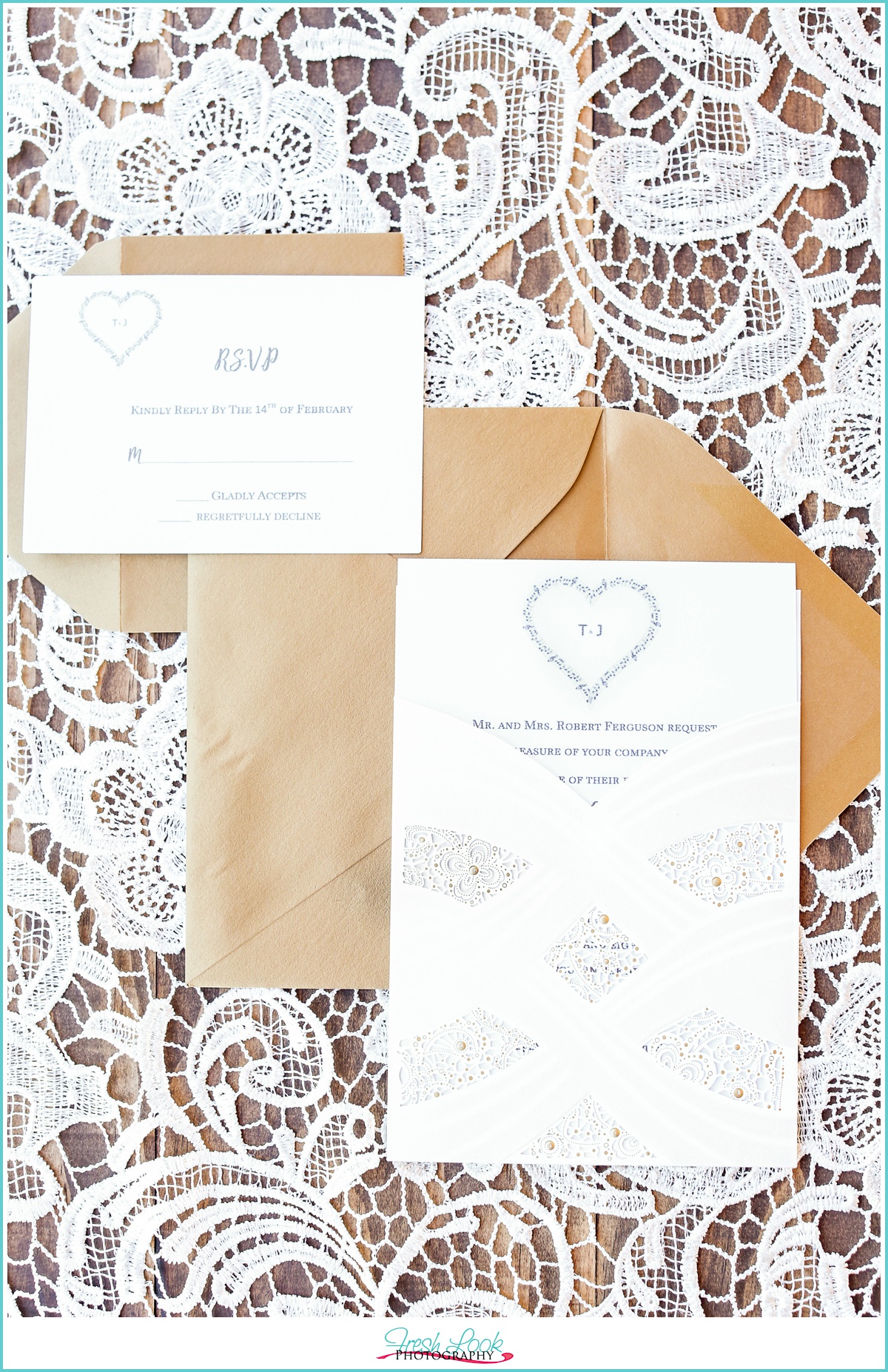 wedding invitations and lace