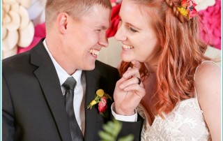 bride and groom snuggling