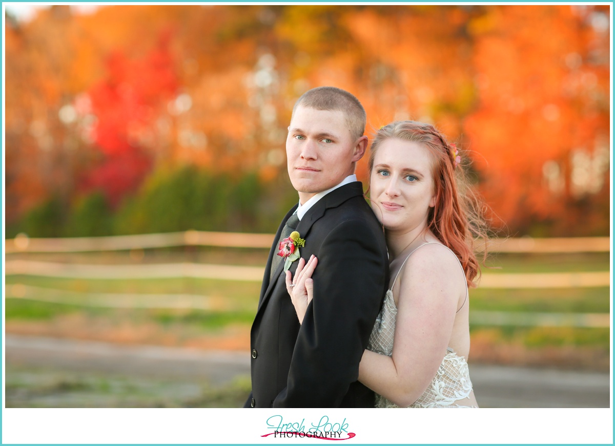 bride and groom portraits at sunset