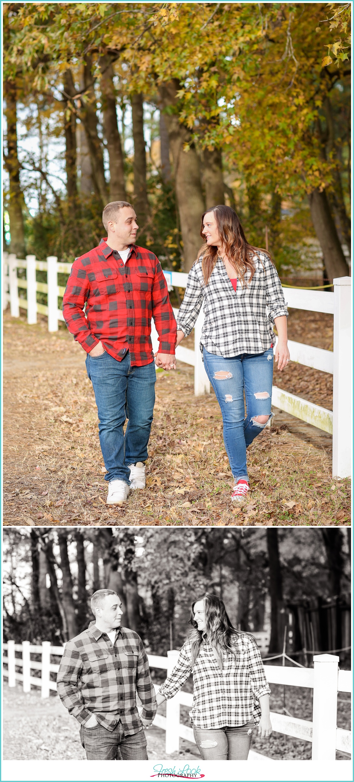 strolling together on the farm