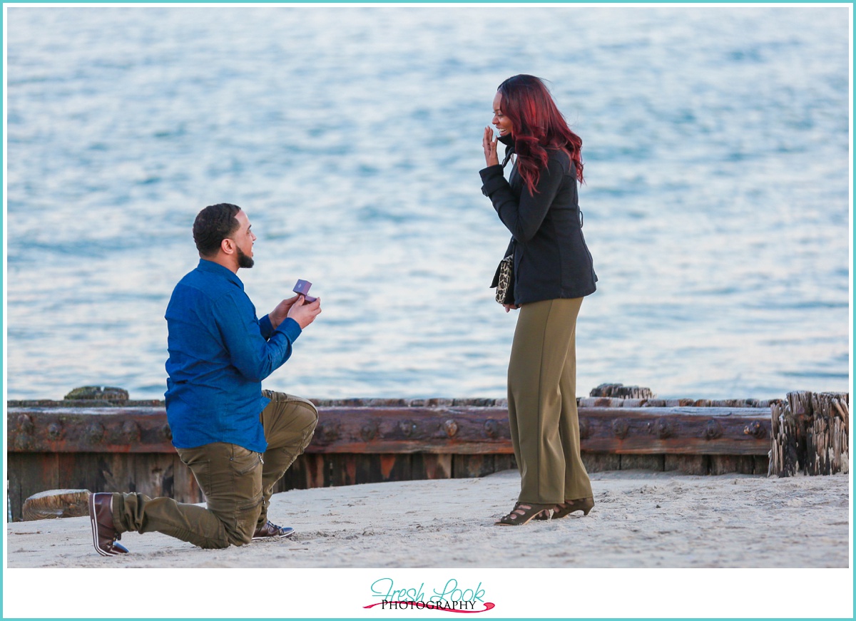 Surprise beach proposal