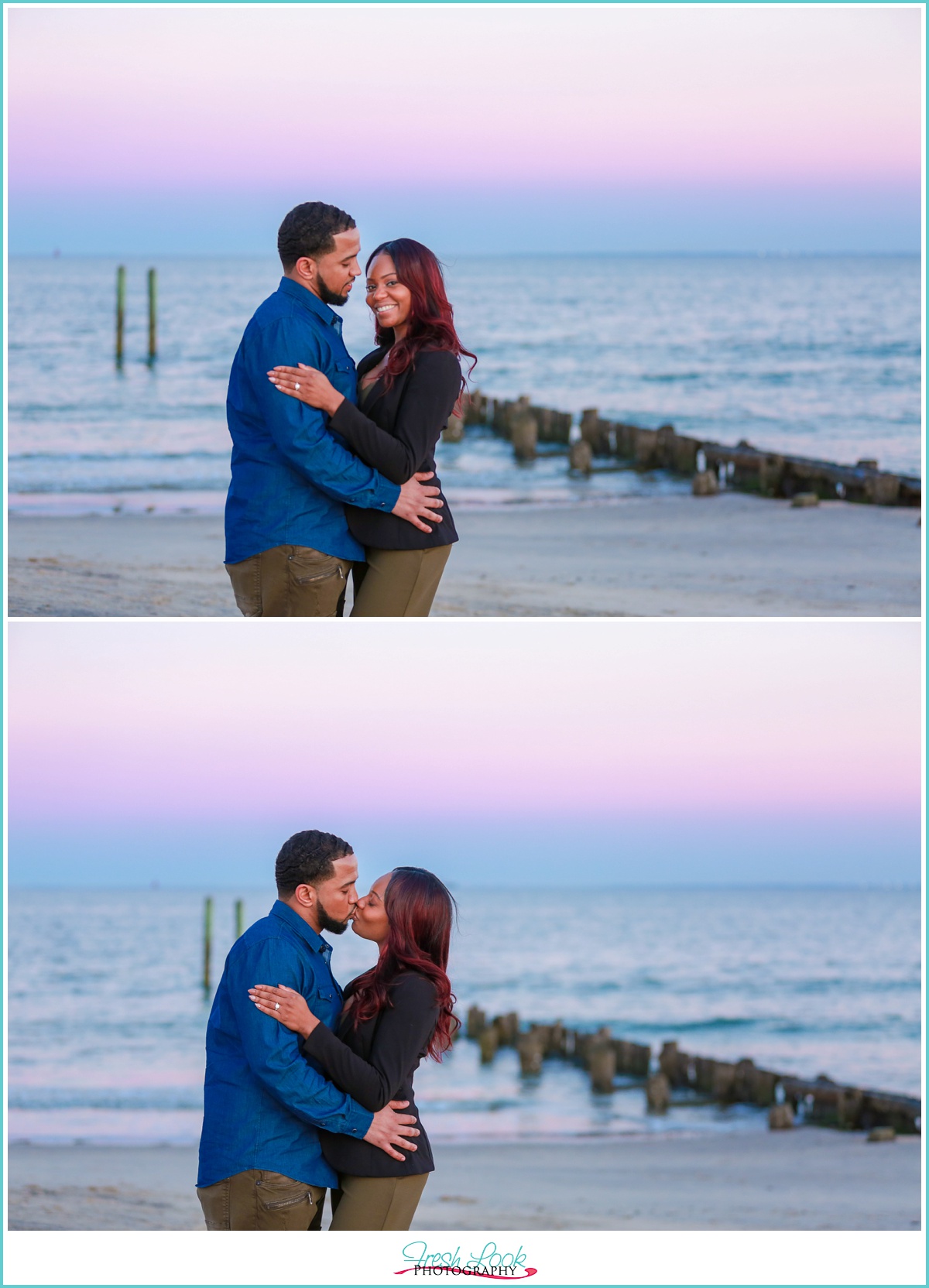 romantic engagement photos at sunset