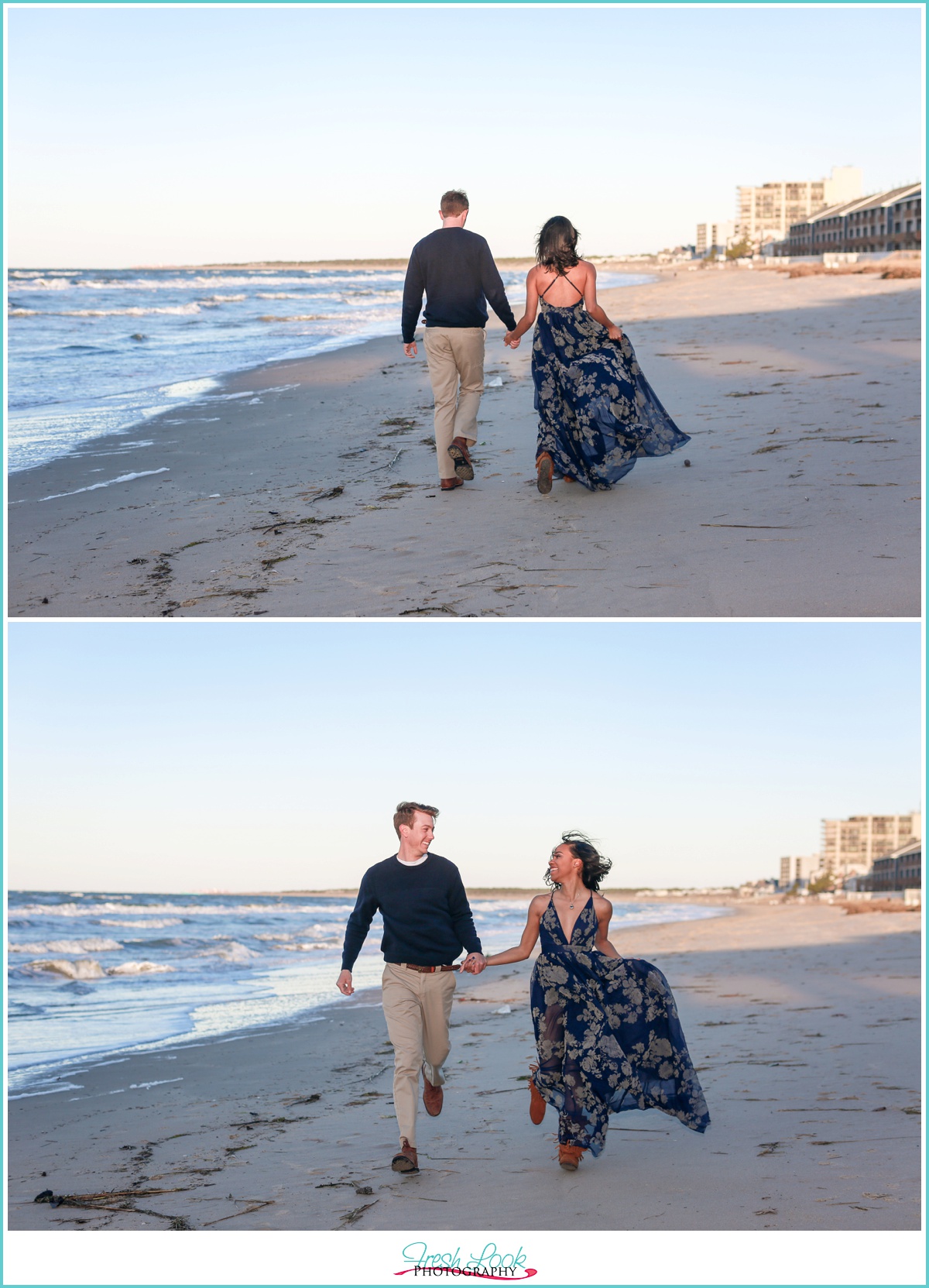 walking on the beach hand in hand