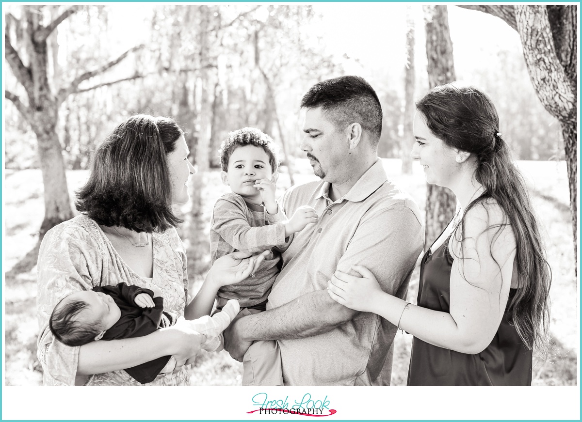 black and white family photography