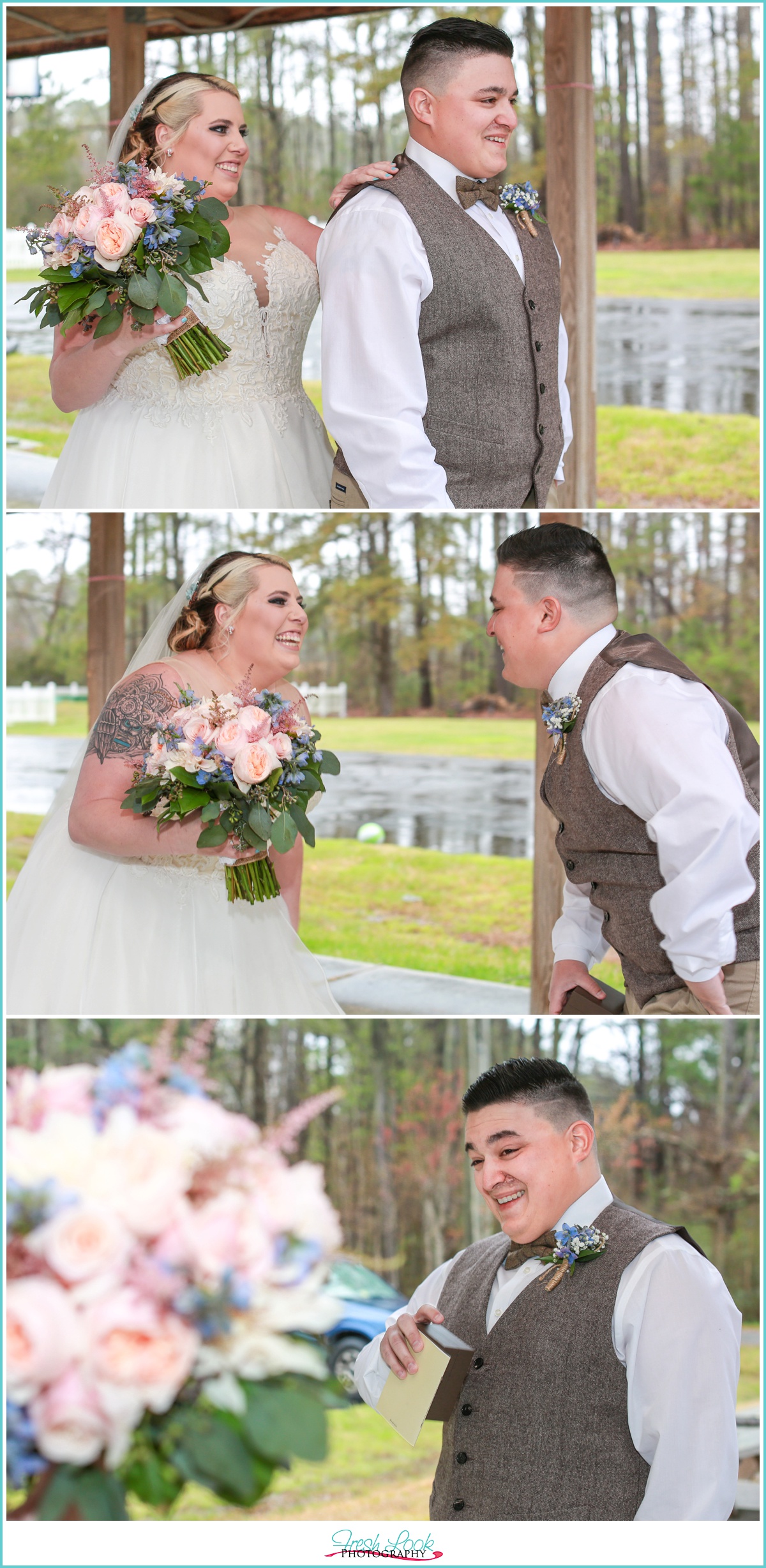 Bride and groom first look