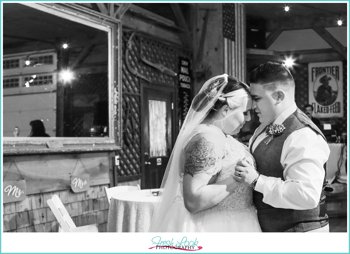 romantic black and white first dance photo