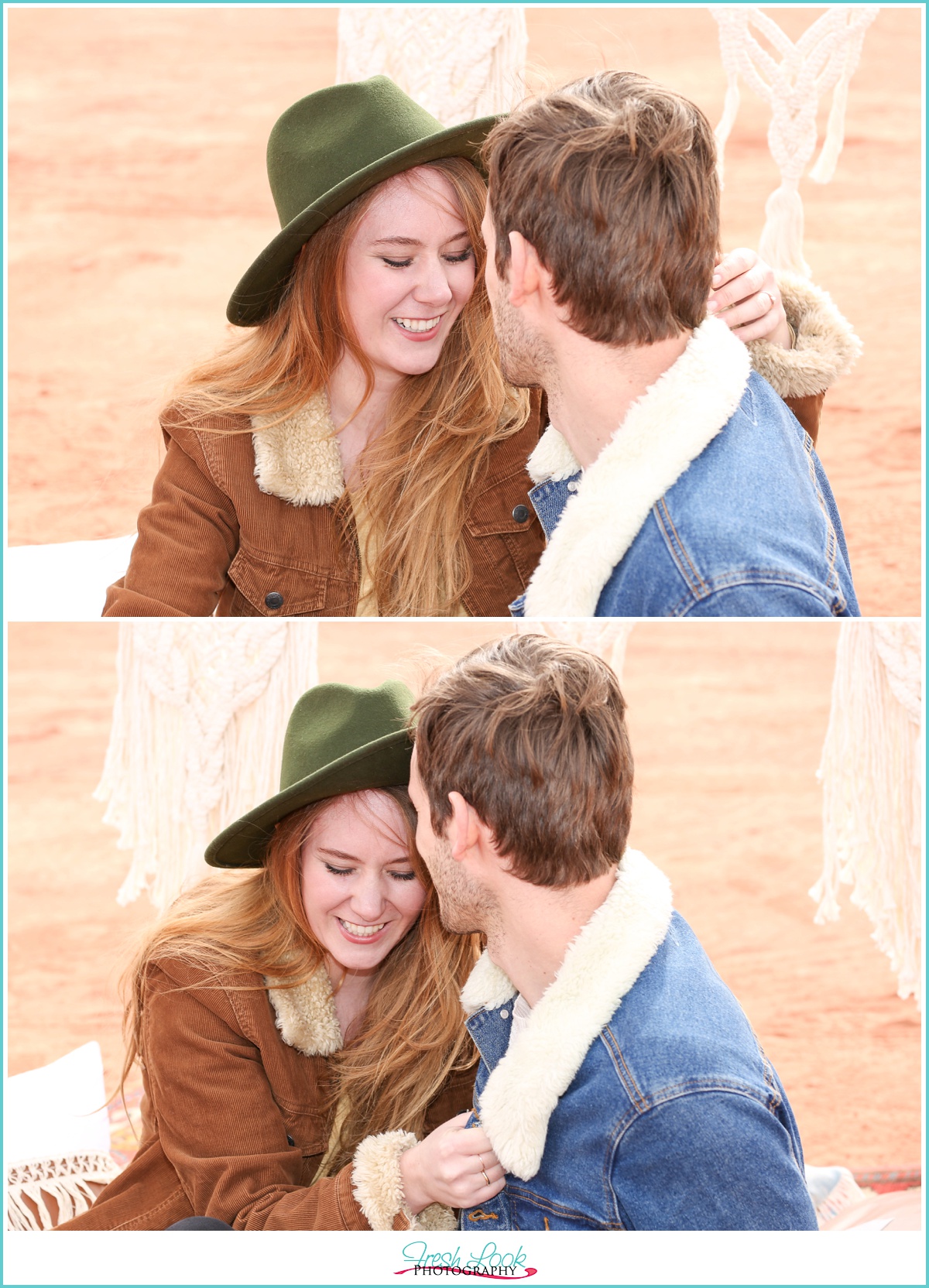 giggling together at the engagement session