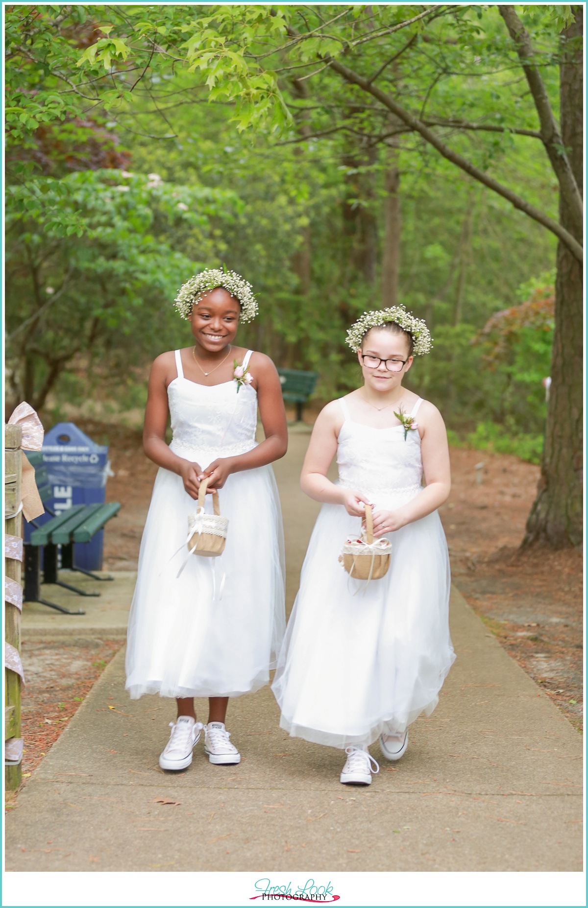 flower girls at spring wedding