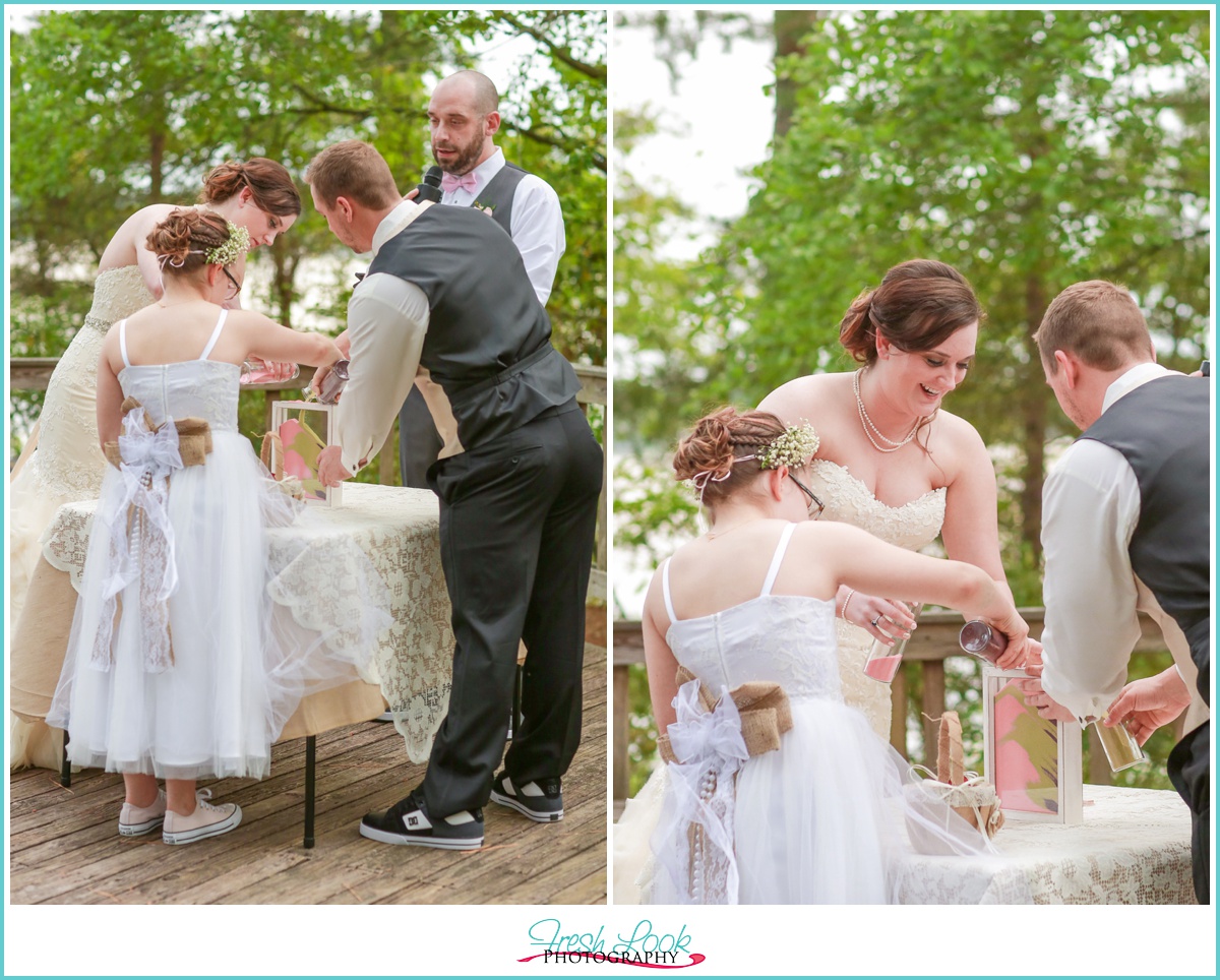 Sand ceremony at wedding