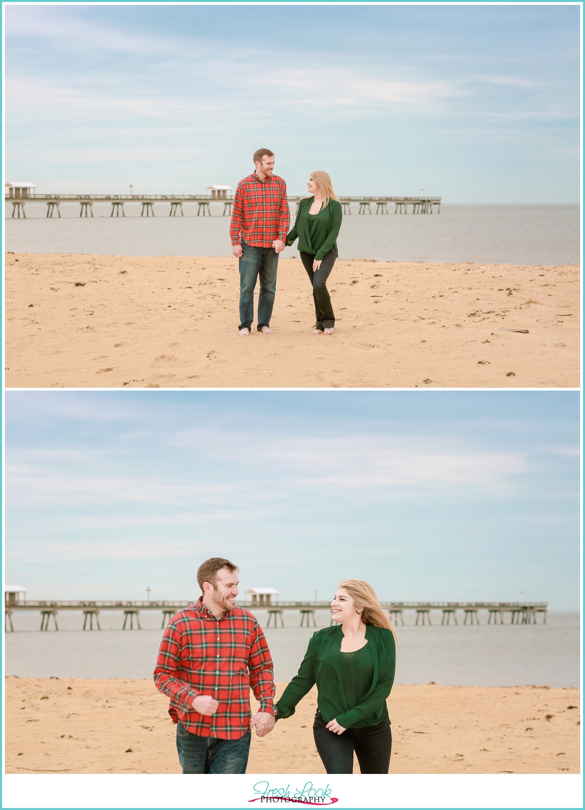 running together in the sand