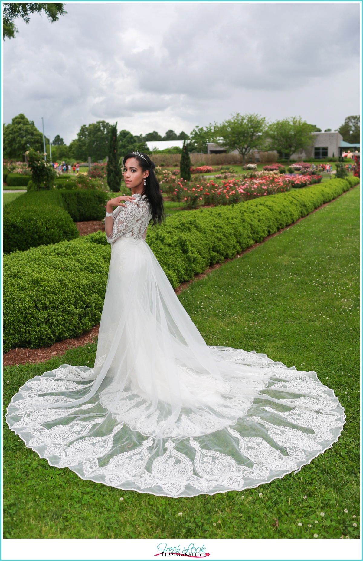 bride in custom wedding dress