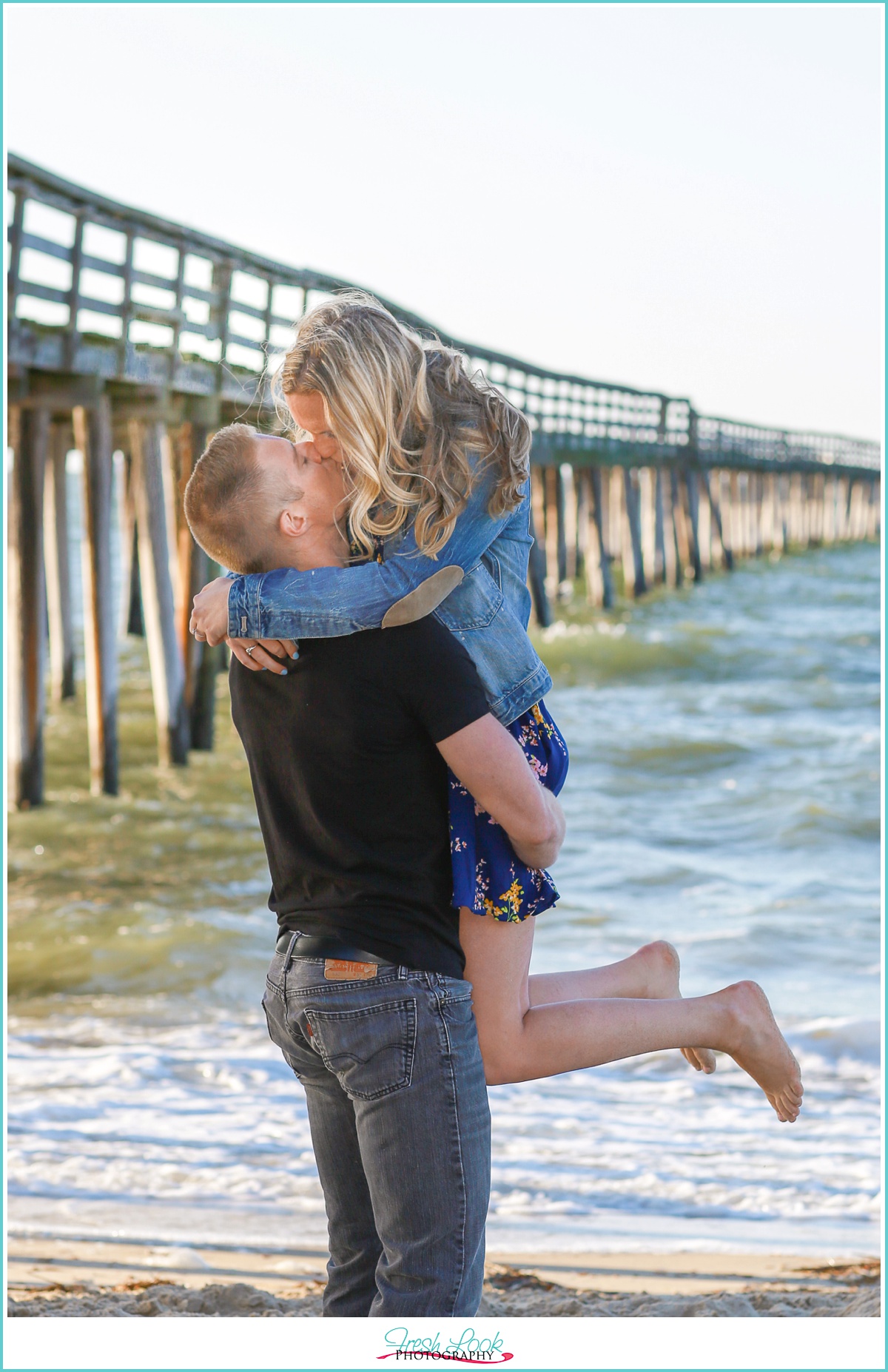 romantic kiss on the beach