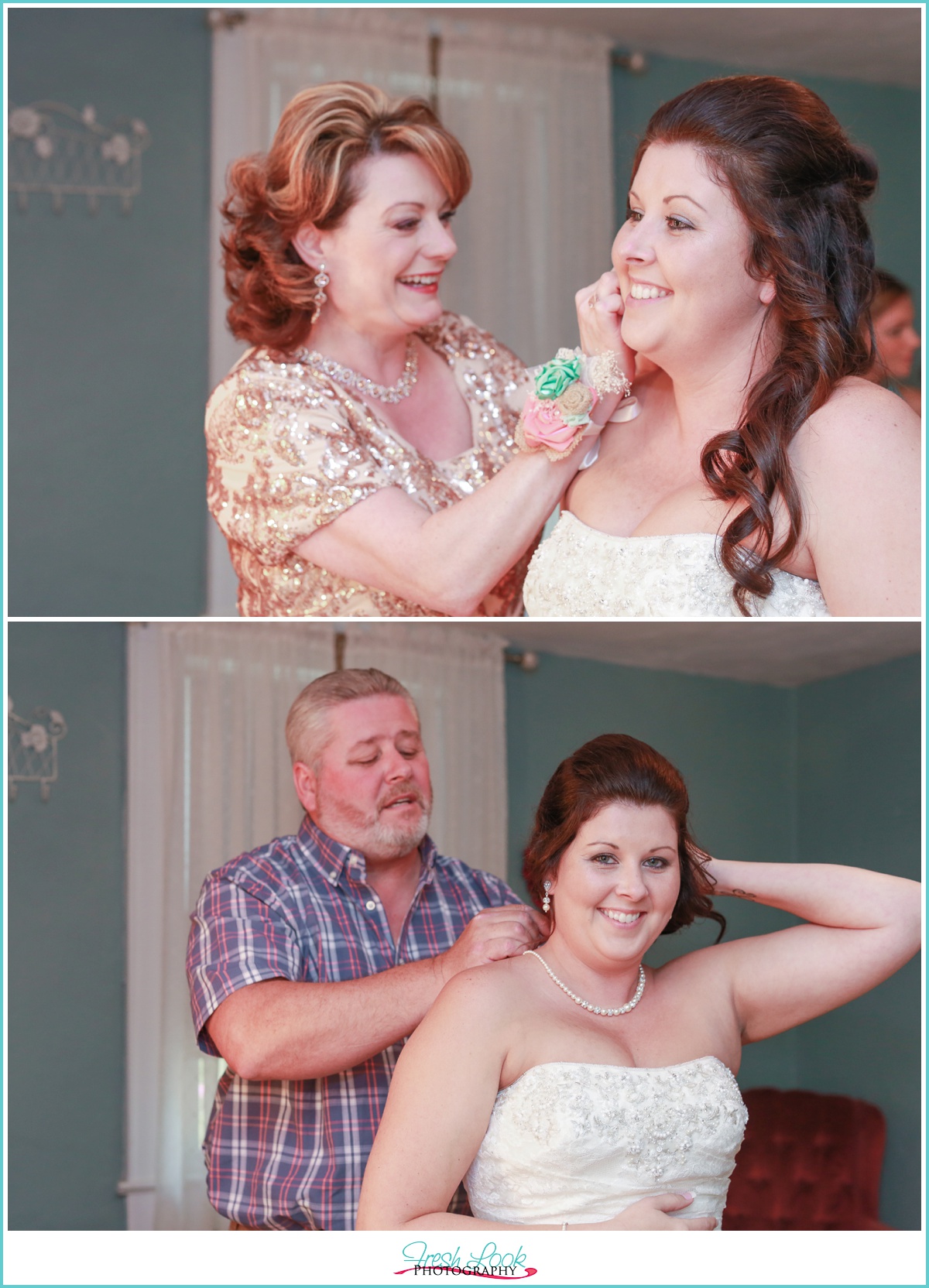 bride with her parents