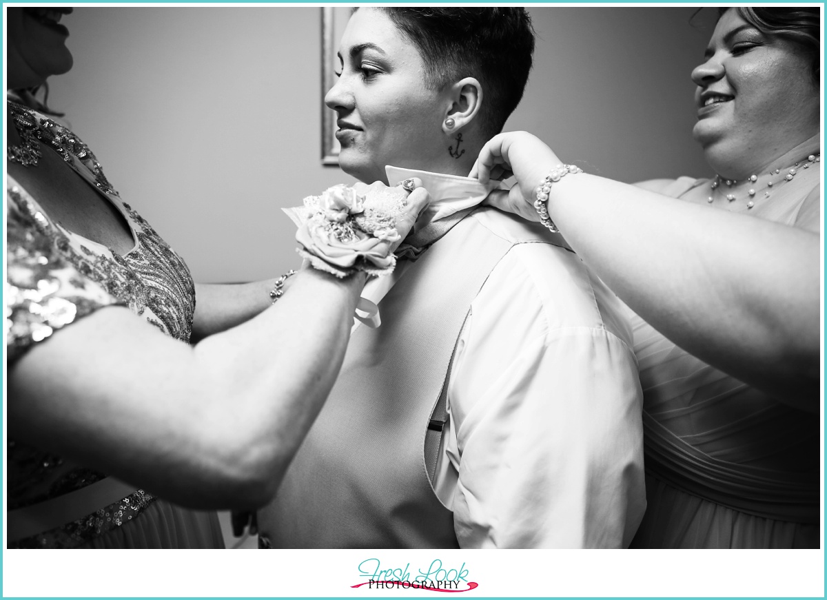 Bride getting ready for the wedding