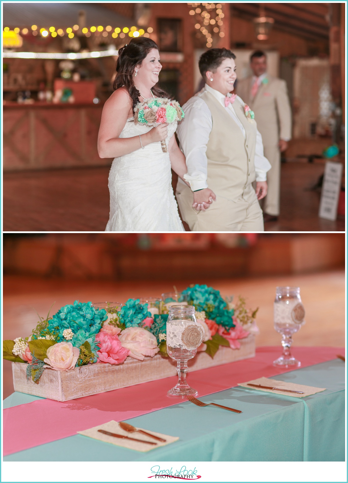 two brides entering reception