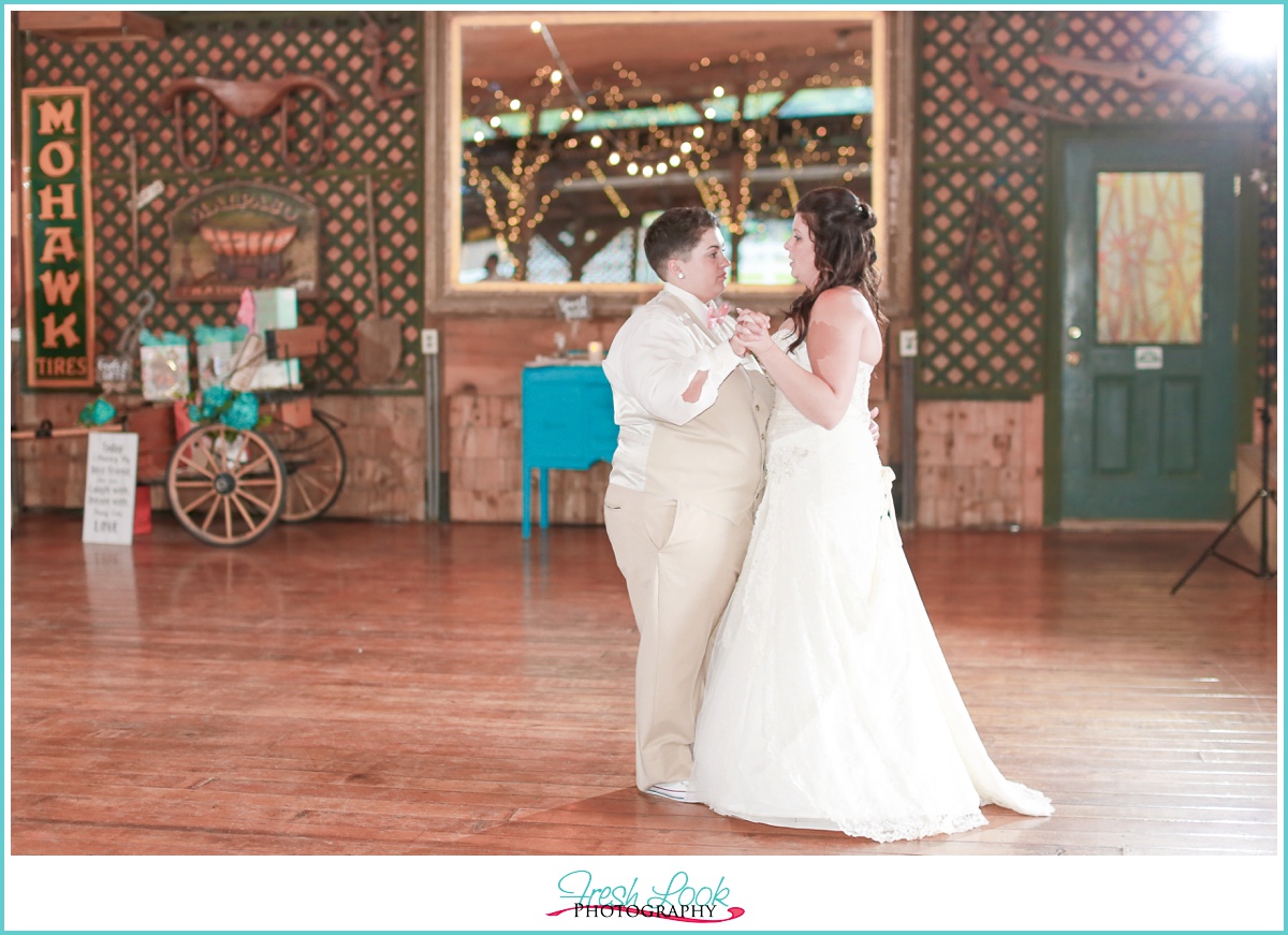 brides dancing at the reception