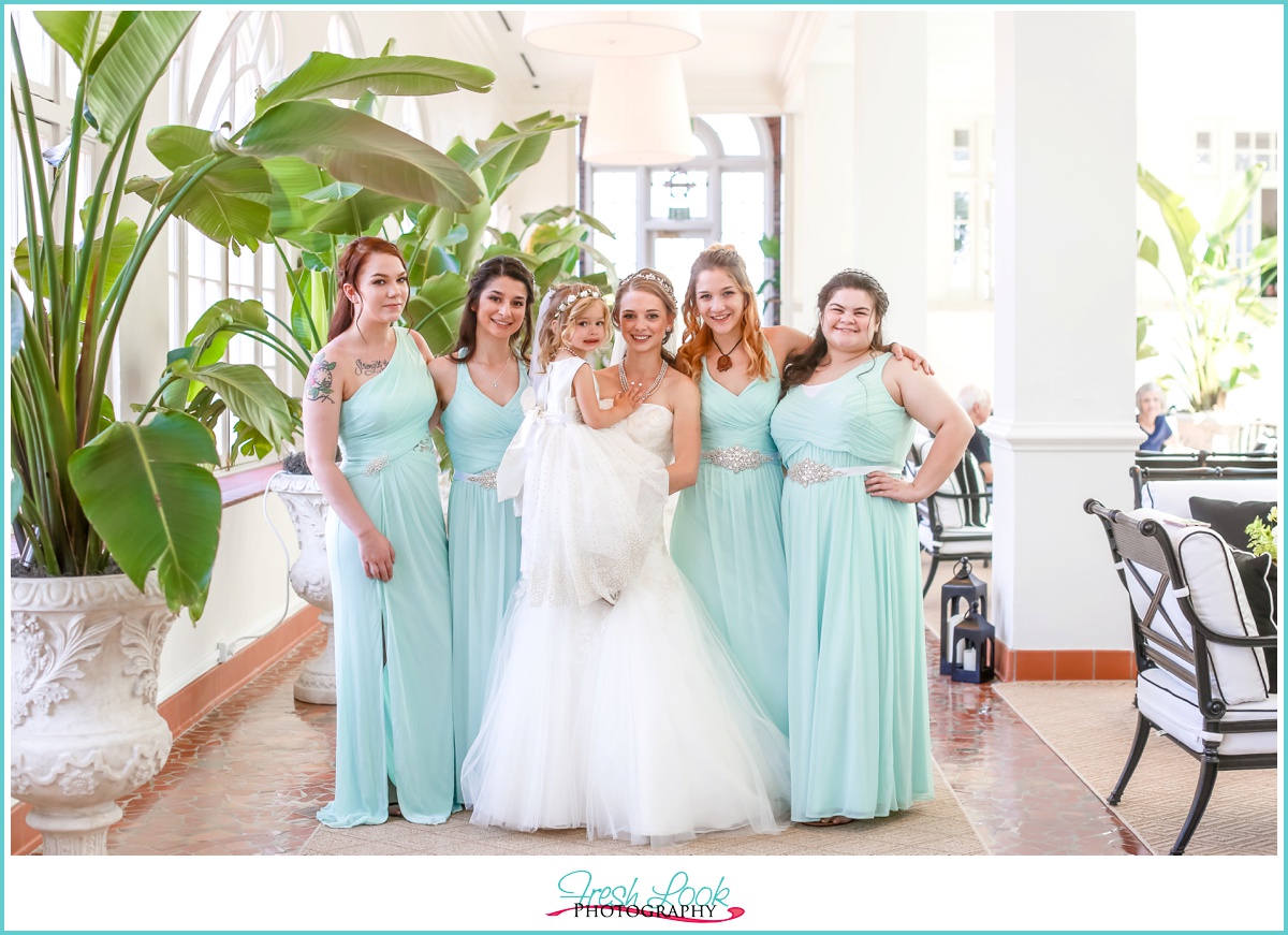 Bride and Bridesmaids at Cavalier Hotel