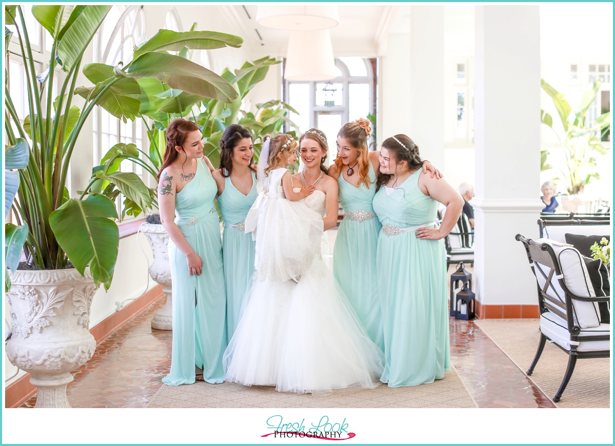 Teal Bridesmaids at Cavalier Hotel