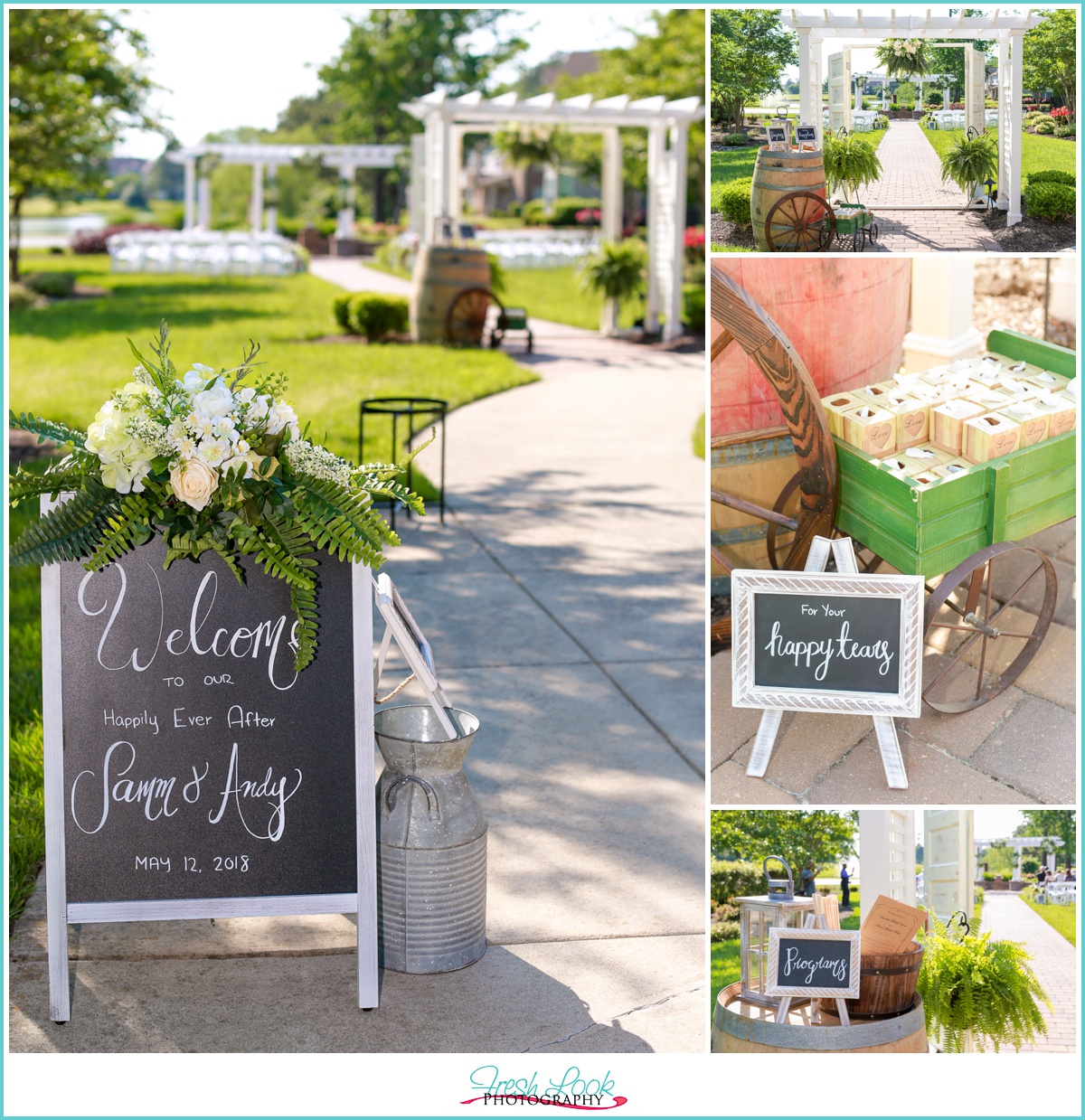 Outdoor wedding ceremony at West Neck Village Hall