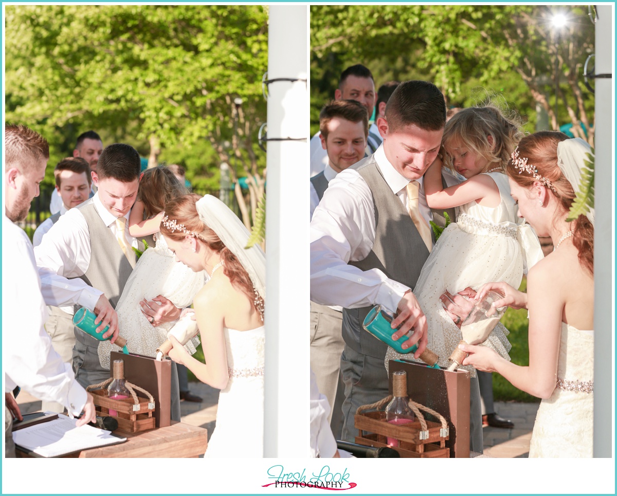 sand ceremony during the wedding