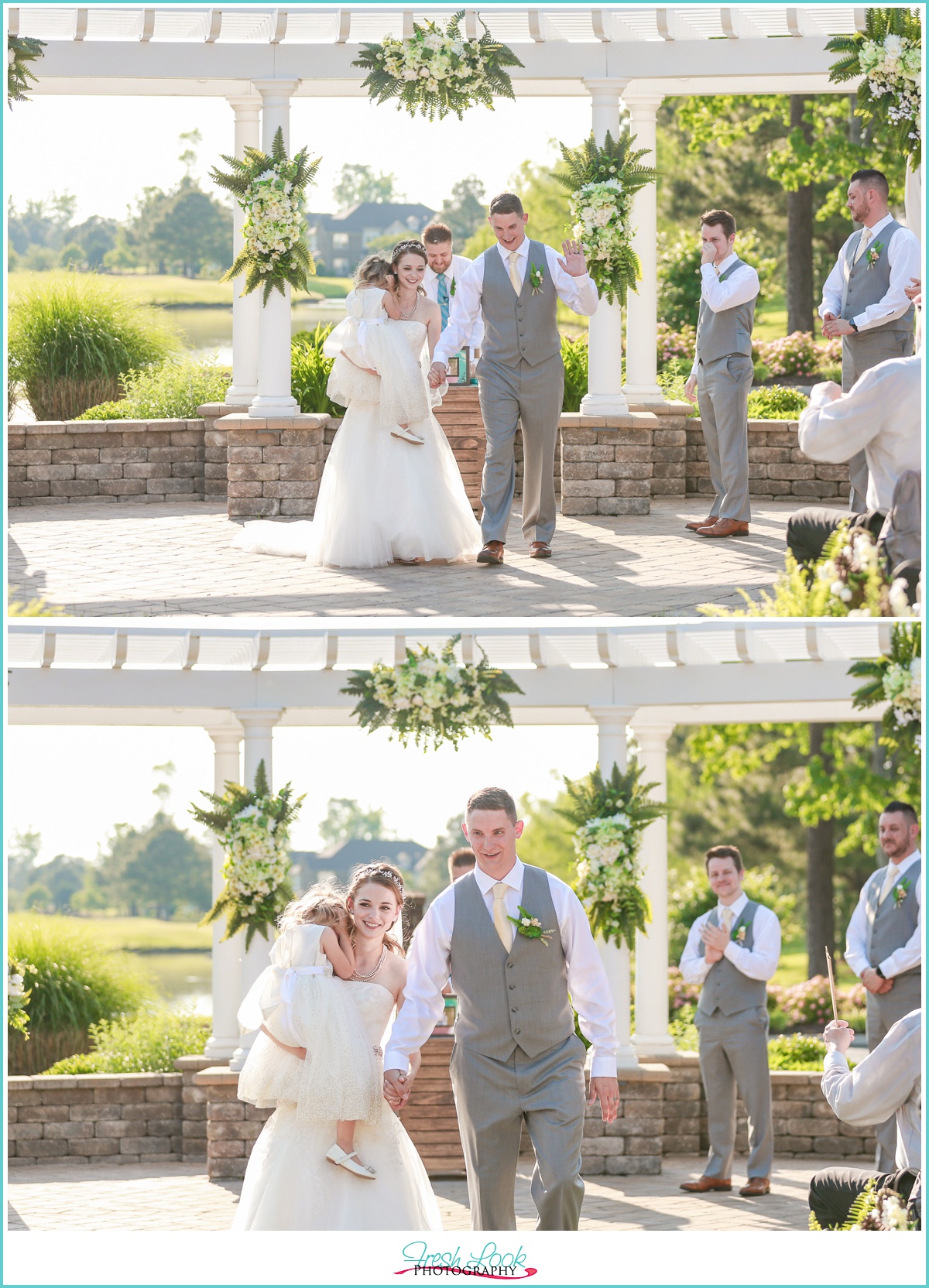 bride and groom exiting the wedding