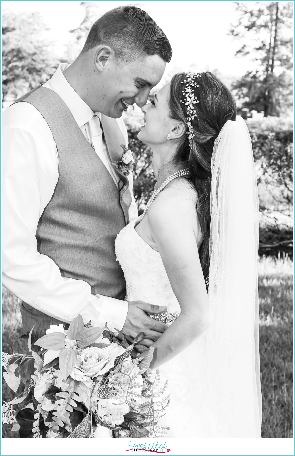 black and white bride and groom