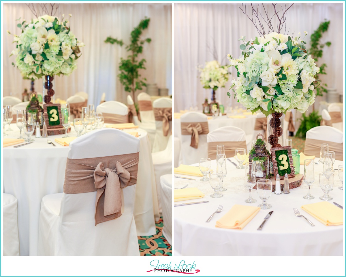 Rustic woodsy reception decor