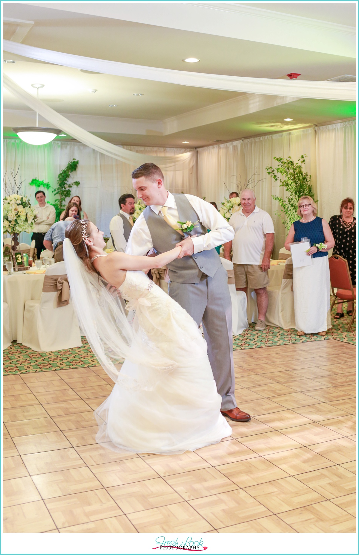 romantic bride and groom first dance