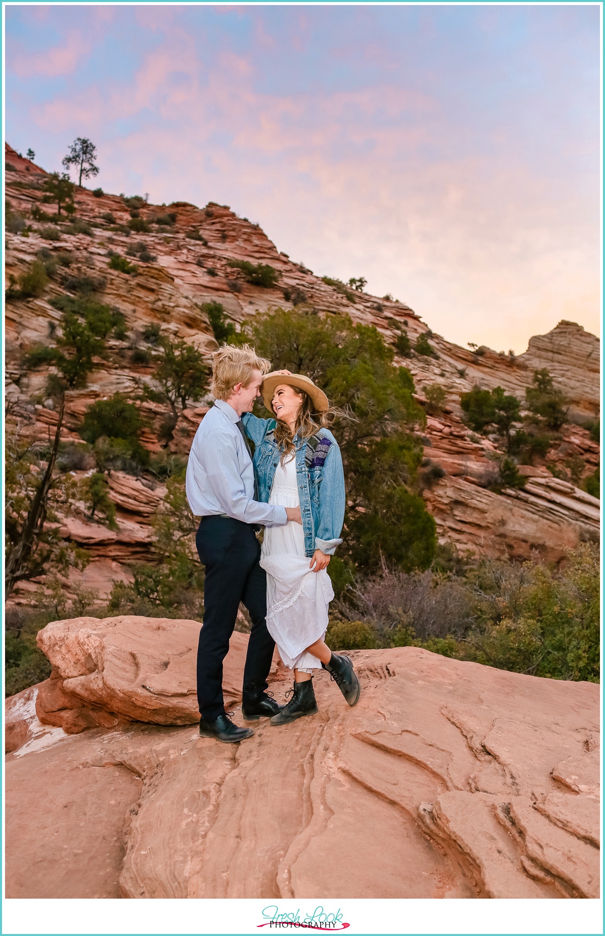Sunrise engagement sessions in Zion