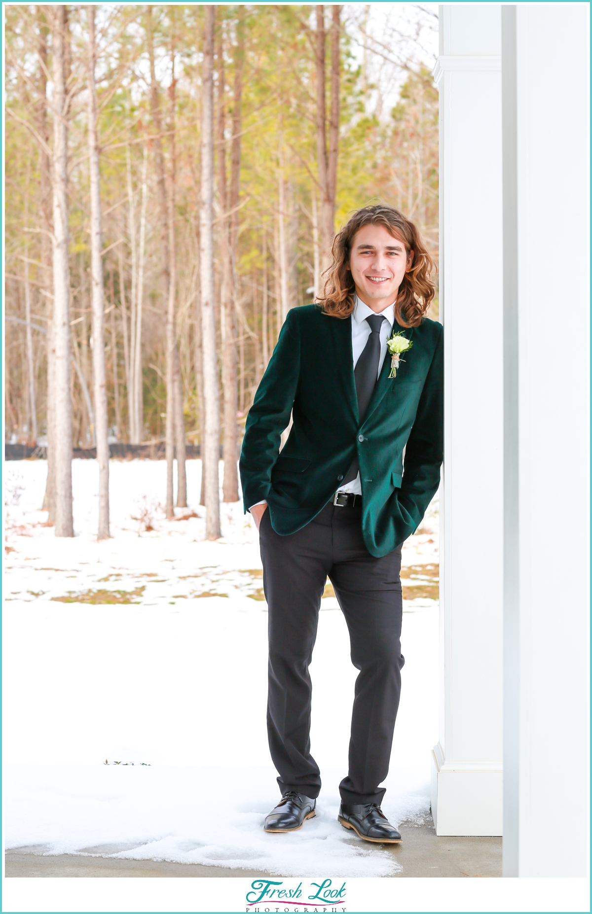 Groom portraits in the snow