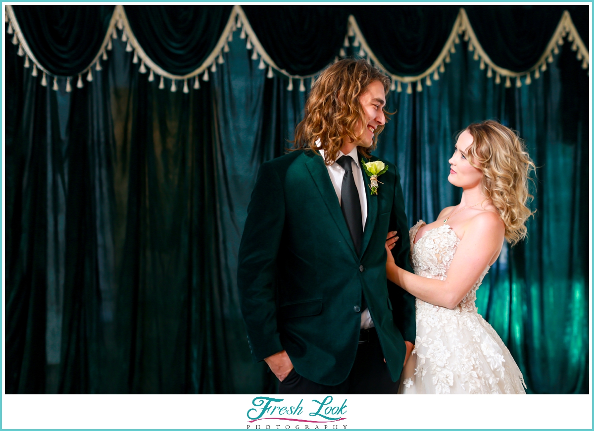 bride and groom formal portraits