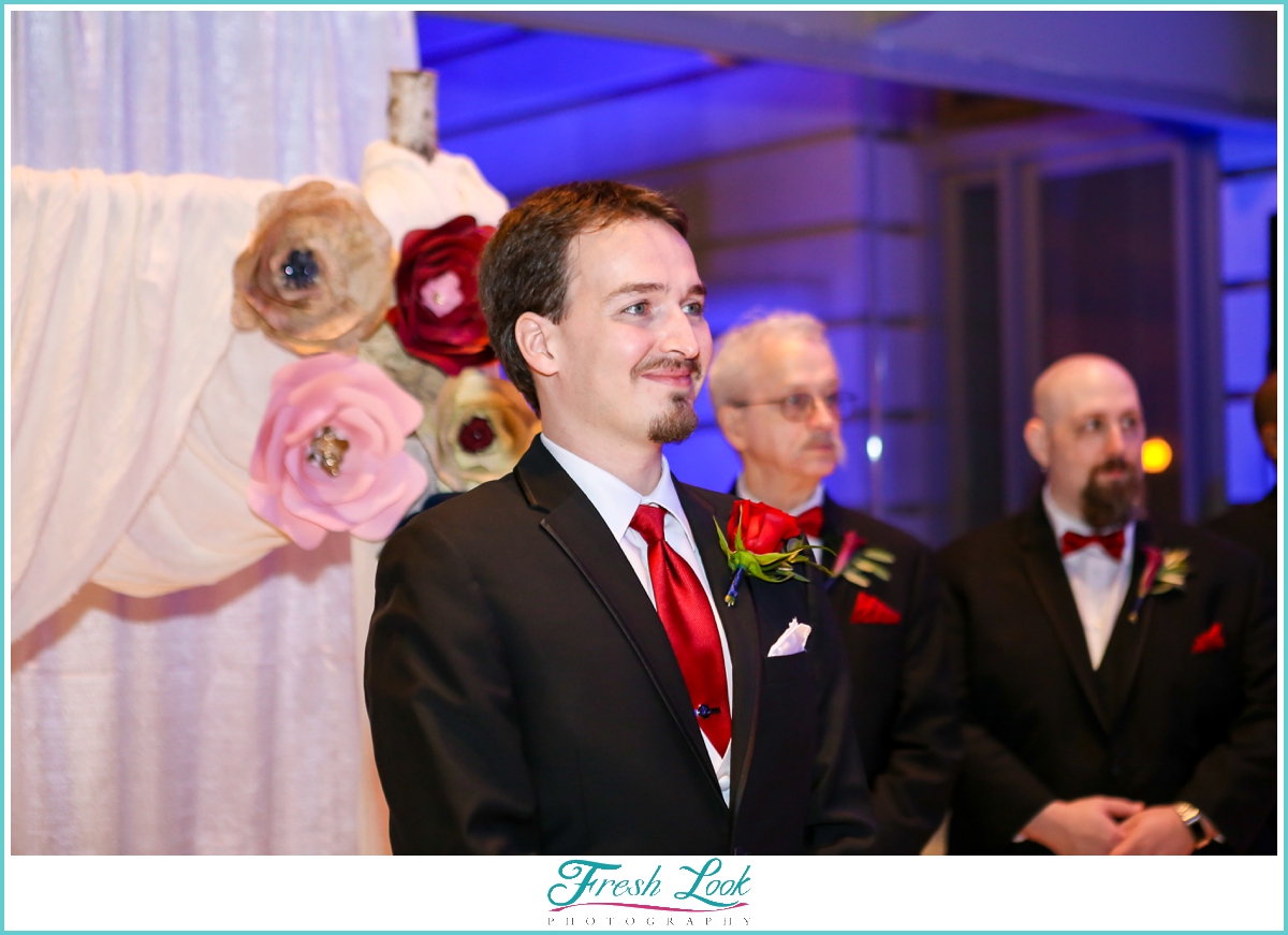 groom seeing his bride for the first time