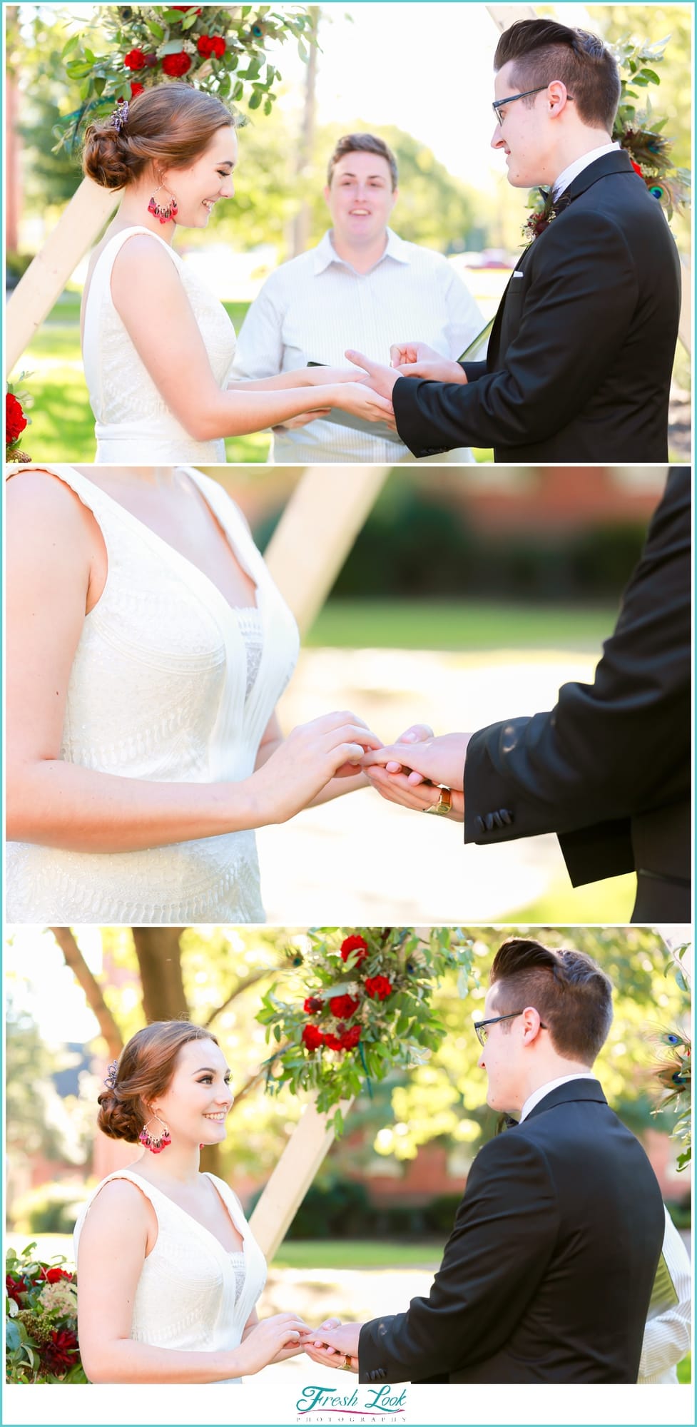 exchanging of rings at wedding ceremony