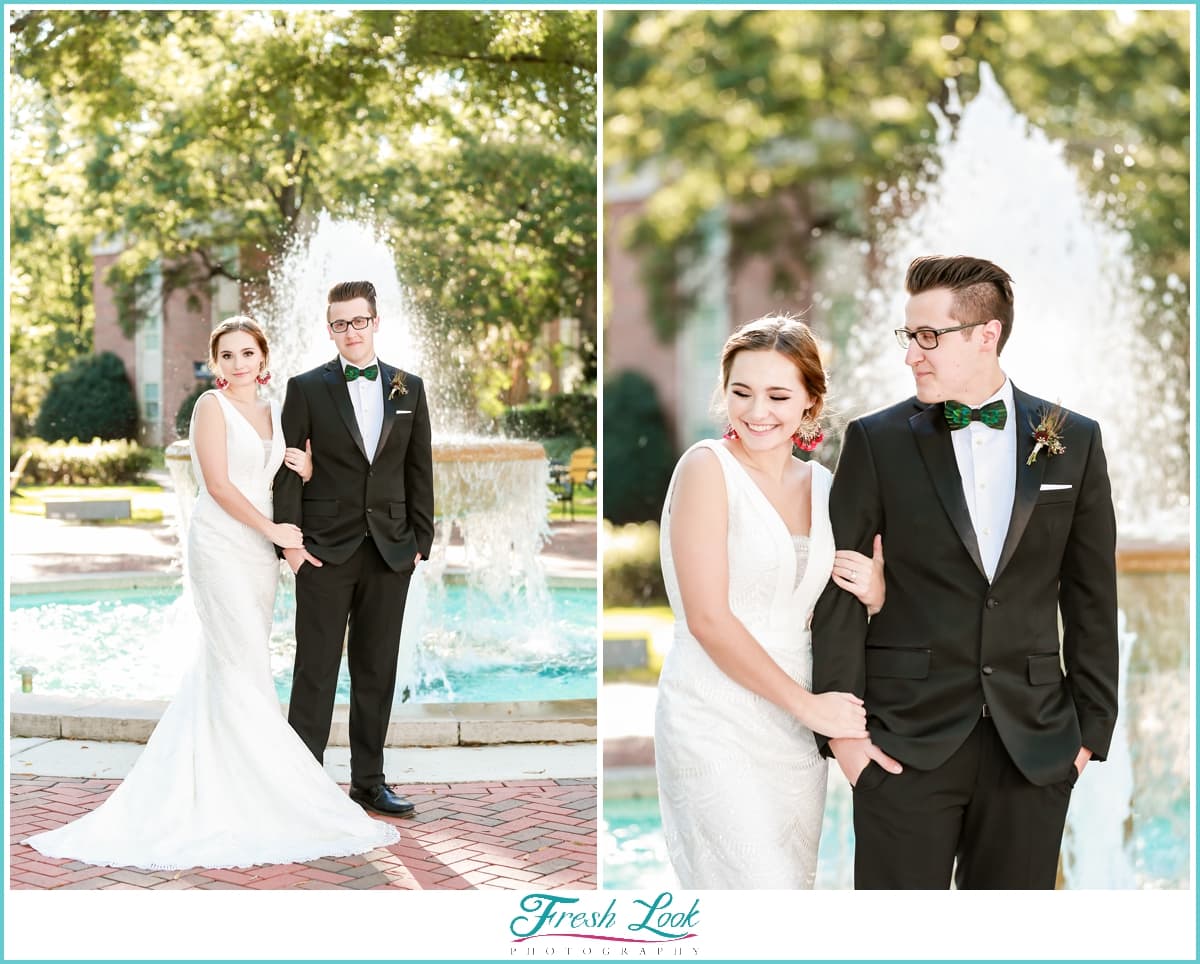 bride and groom formal portraits