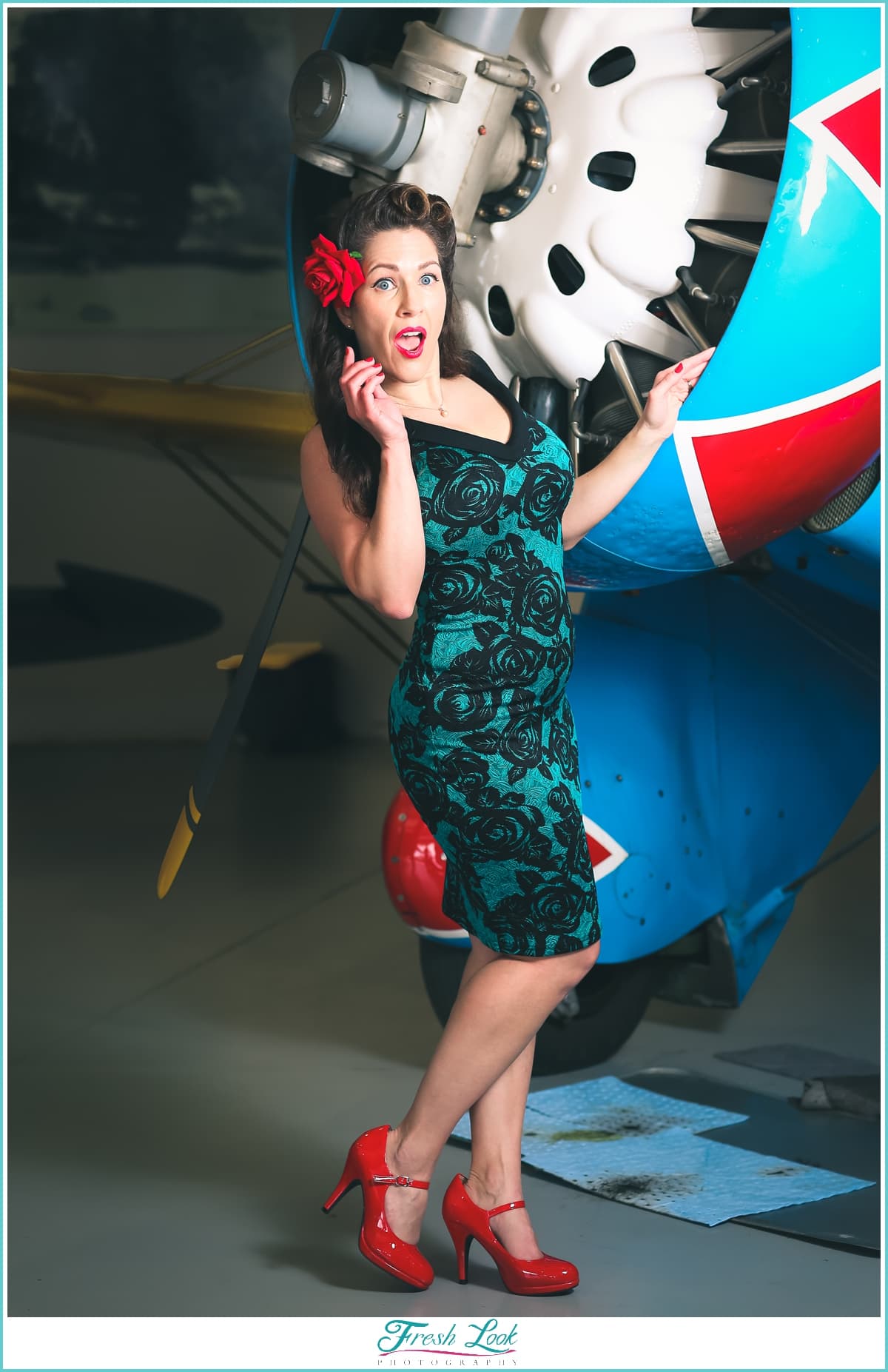 pin up girl photoshoot at Military Aviation Museum