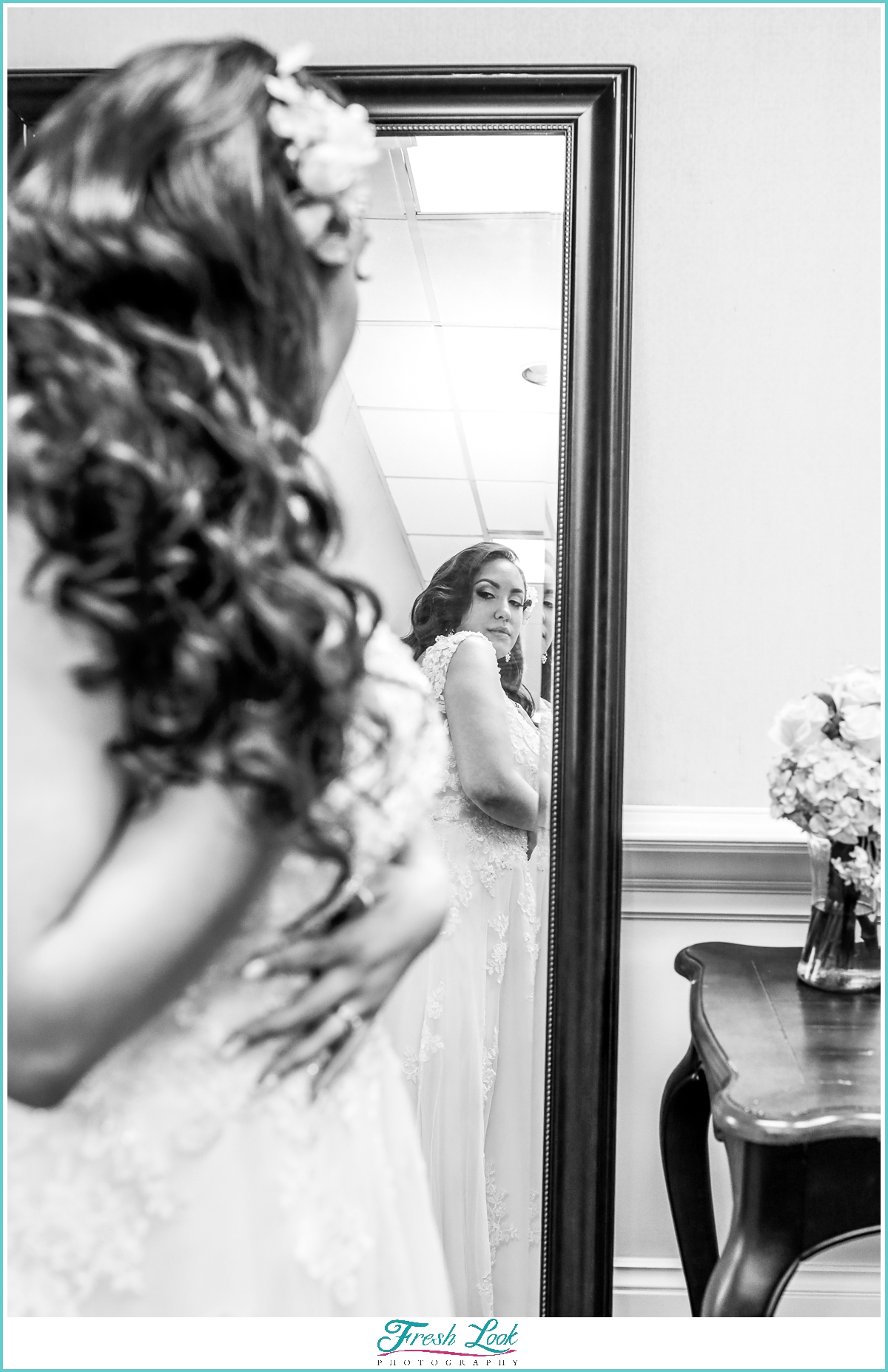 bride reflecting before the wedding