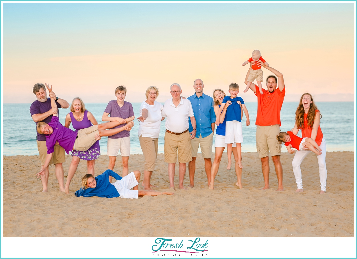 fun beach family photo ideas