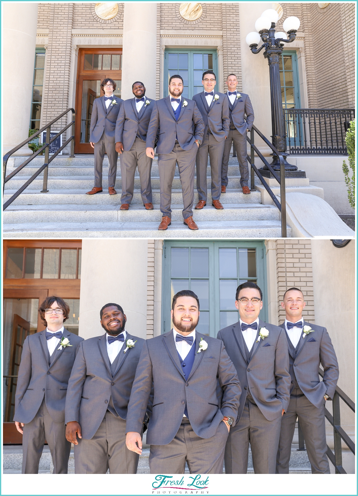 groom and groomsmen formal portraits