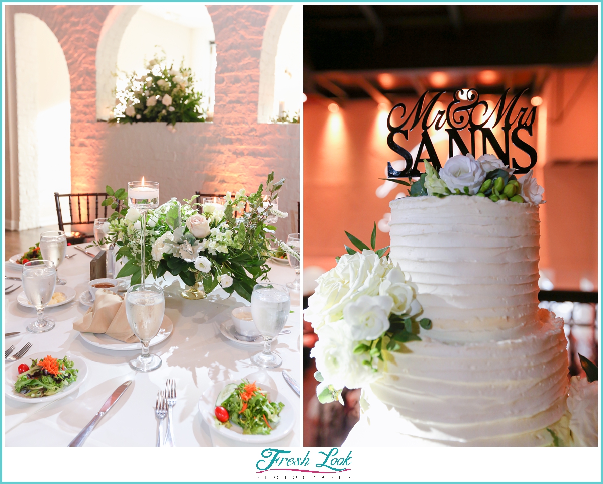 wedding reception and cake